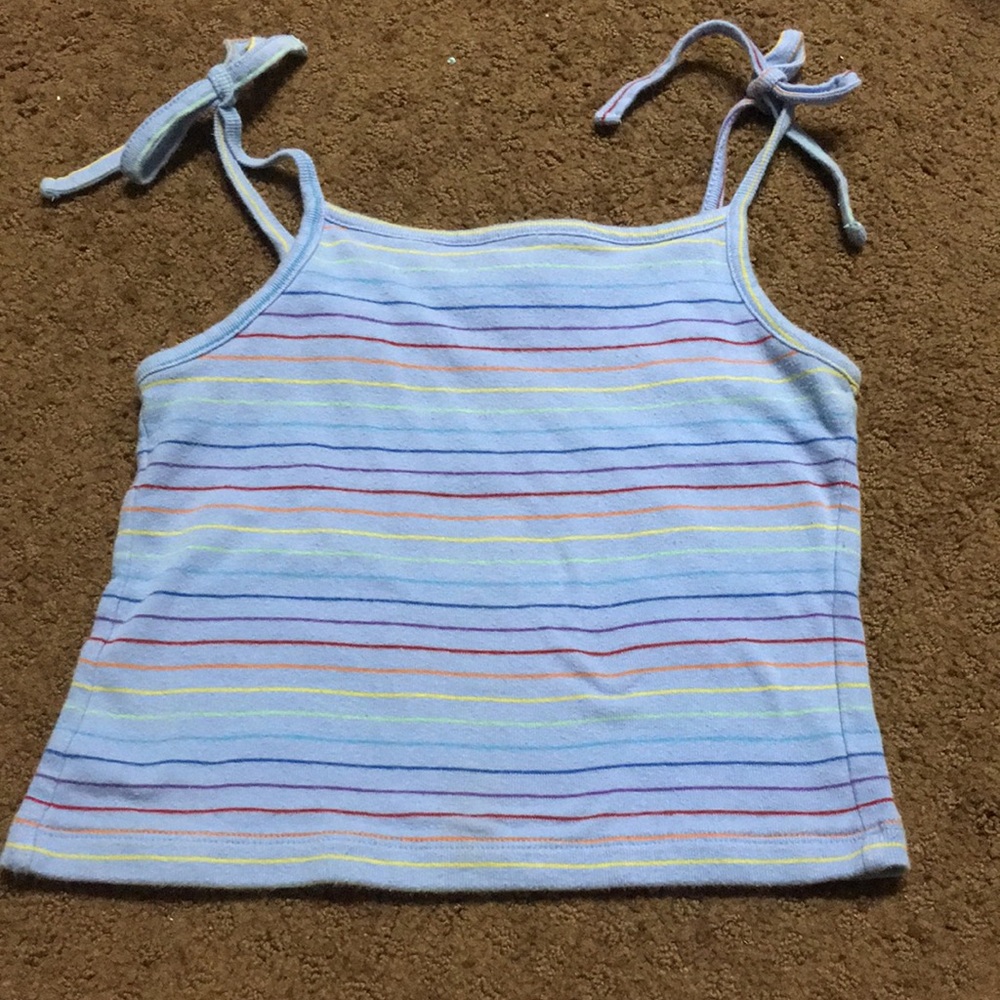 Tank XS Old Navy multi colored striped girls tank, blue with rainbow stripes EUC